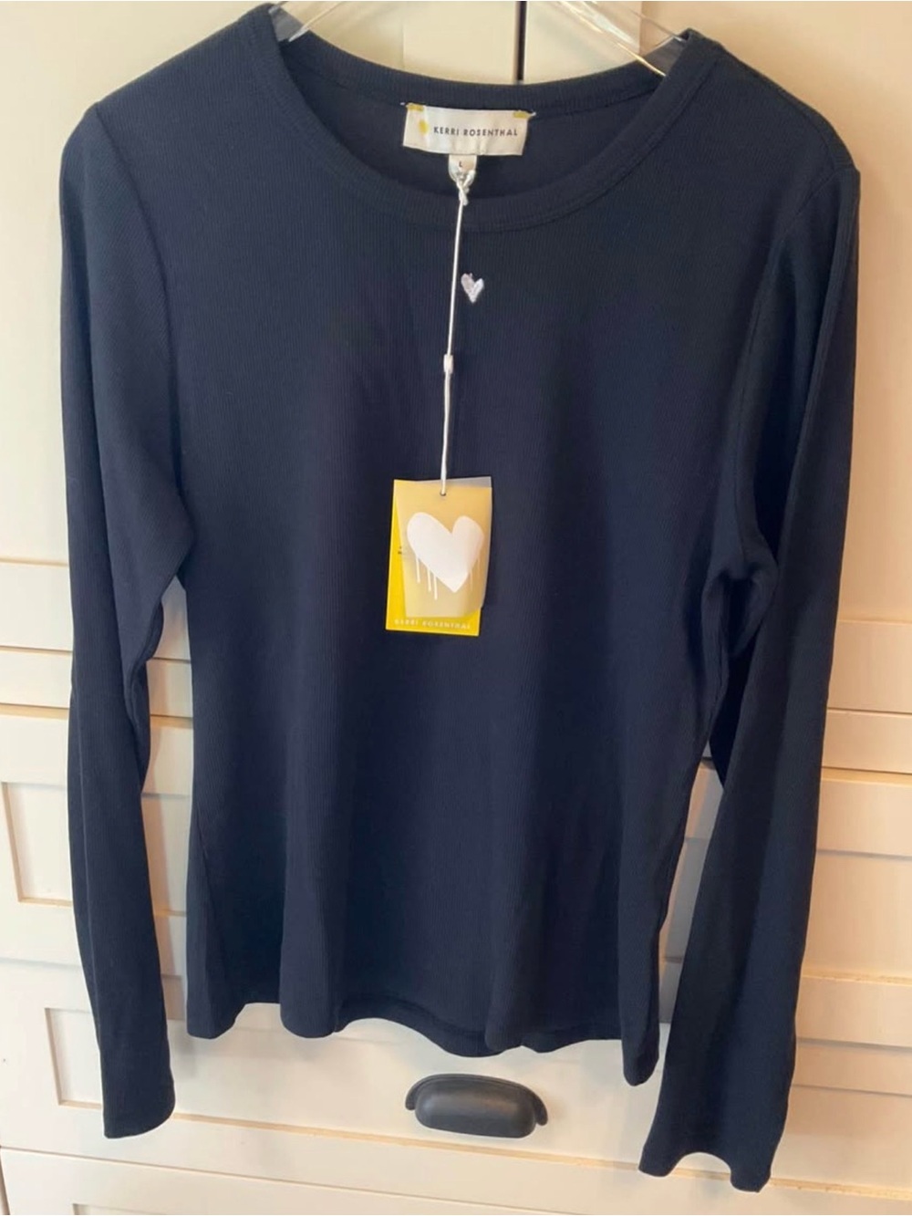 Kerri Rosenthal Long Sleeve Rib - Black Size L